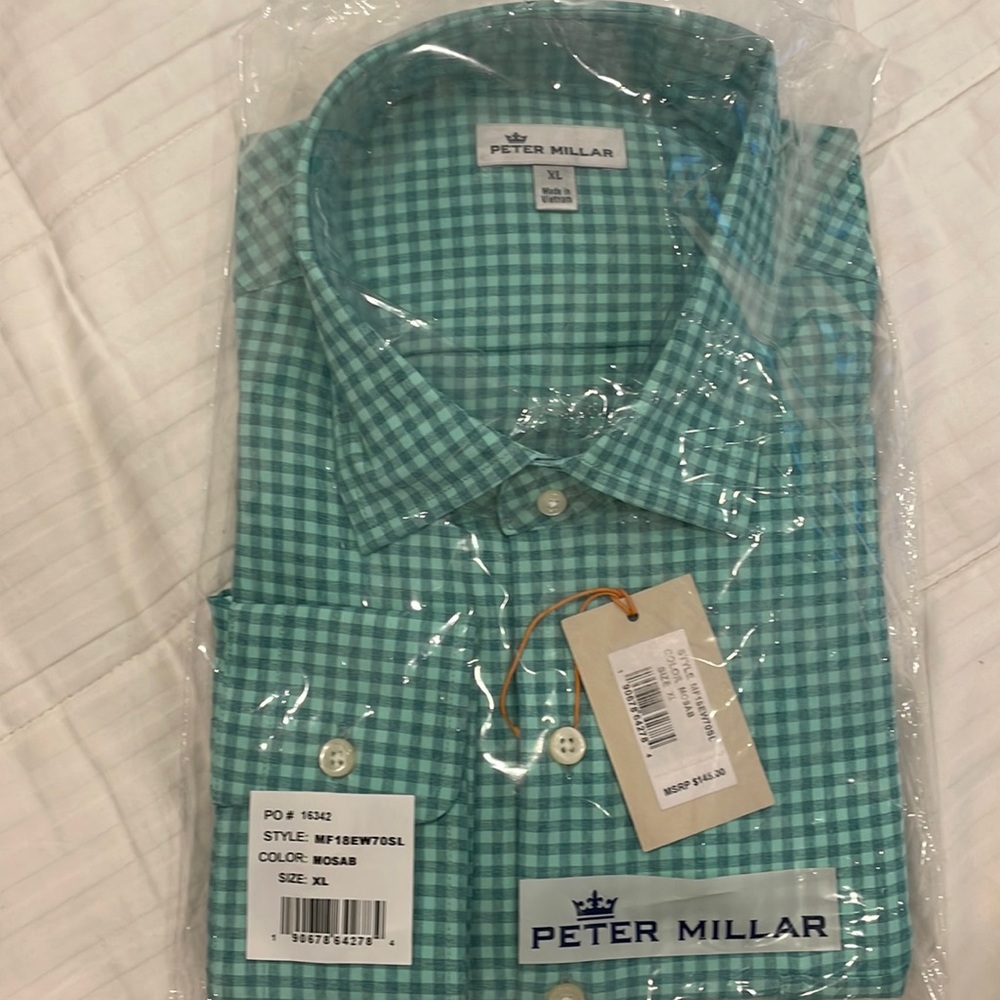 Peter Millar men’s performance dress shirt, in original packaging